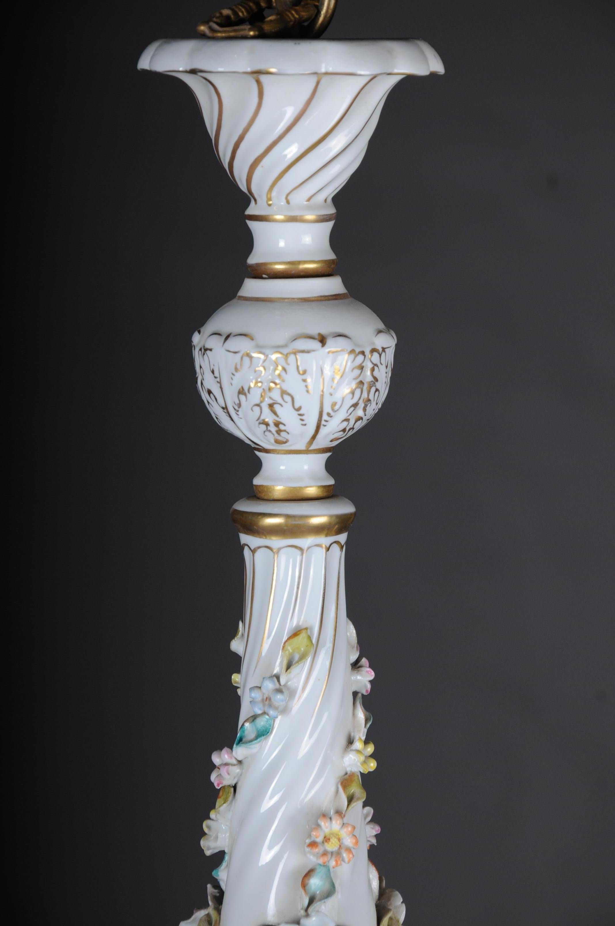 Baroque Porcelain Chandelier/Candelabra, Germany In Fair Condition For Sale In Berlin, DE