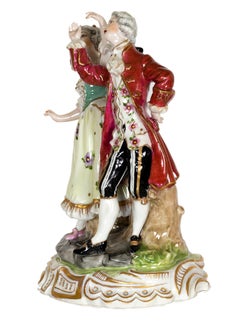 Baroque Porcelain Dancing Couple Figurine by Volkstedt, 18th Century