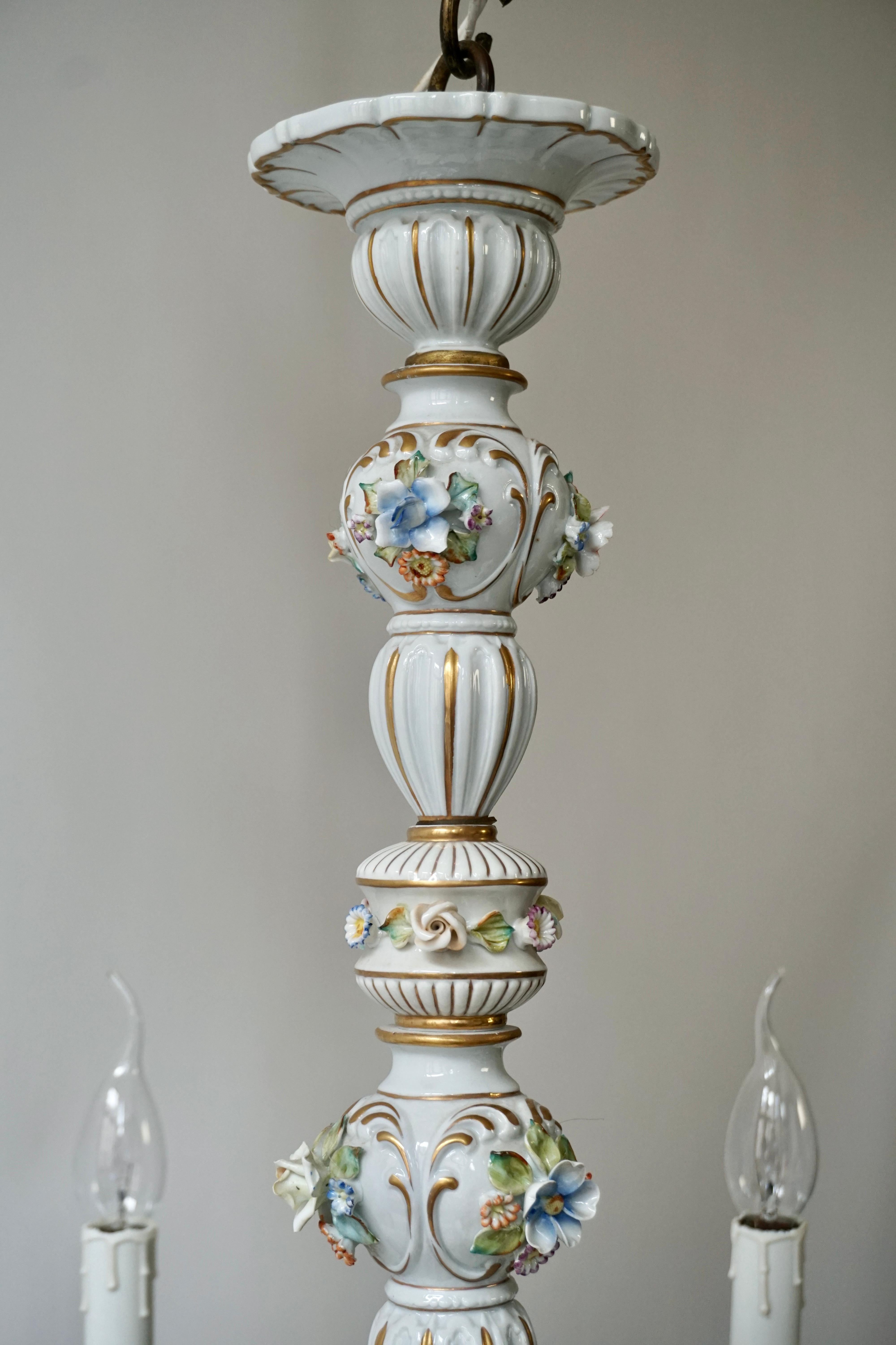 20th Century Baroque Porcelain Flower Chandelier or Candelabra, Italy For Sale