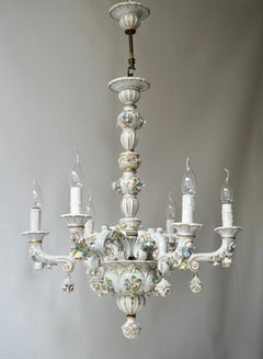 Baroque Porcelain Flower Chandelier or Candelabra, Italy