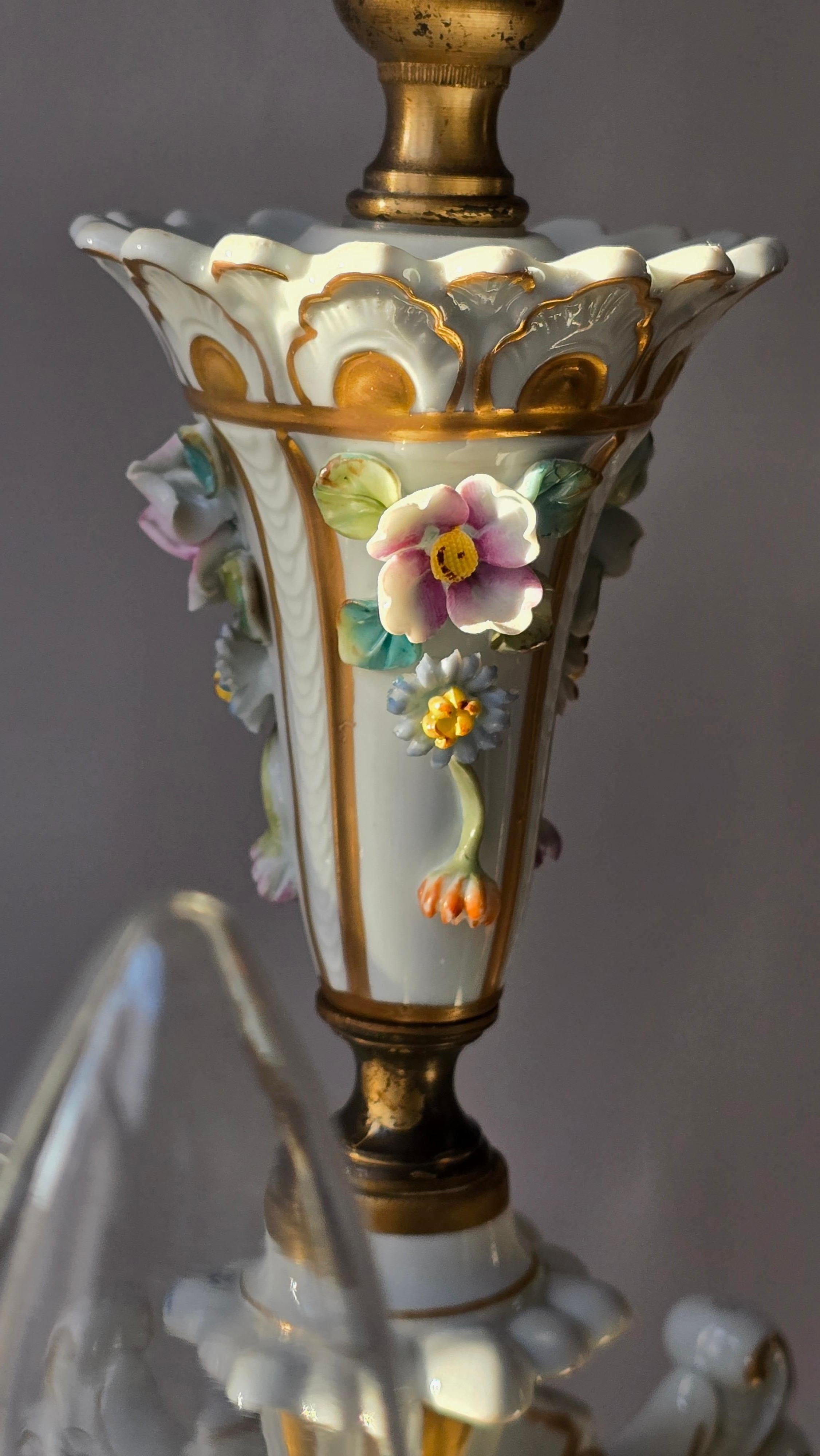 Baroque Porcelain Flower Chandelier or Candelabra, Italy For Sale 10
