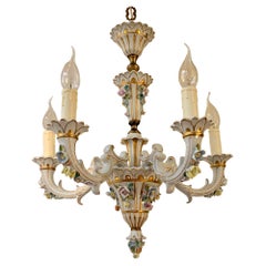 Baroque Porcelain Flower Chandelier or Candelabra, Italy