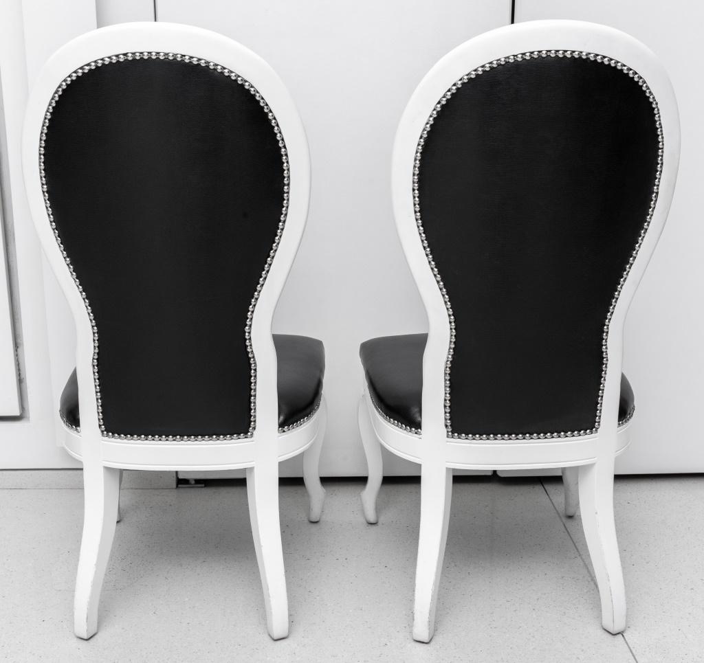 Baroque Revival Black & White Side Chairs, Pair In Good Condition For Sale In New York, NY