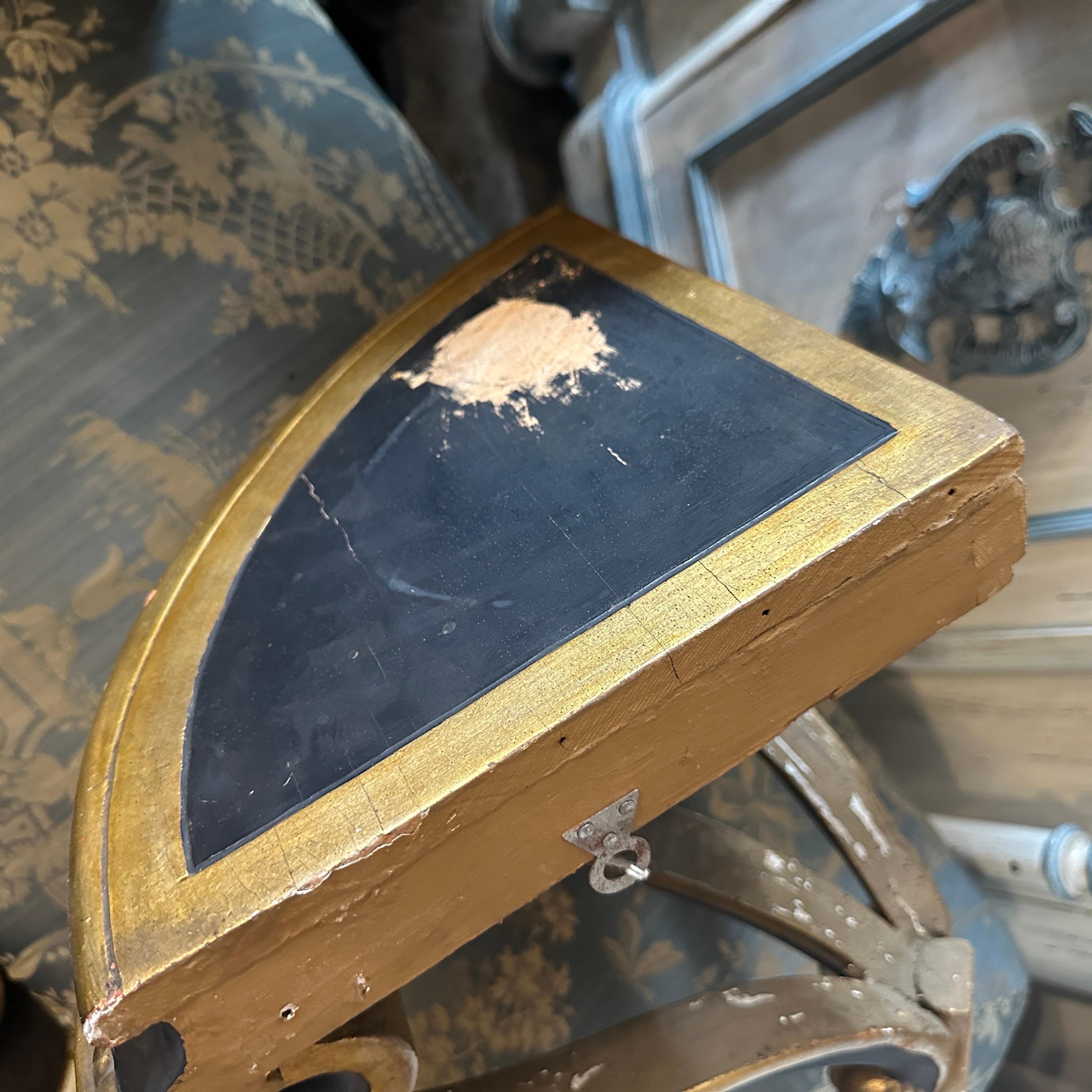 Baroque Revival Blue Lacquered and Gilded Wood Italian Corner Console Table For Sale 2