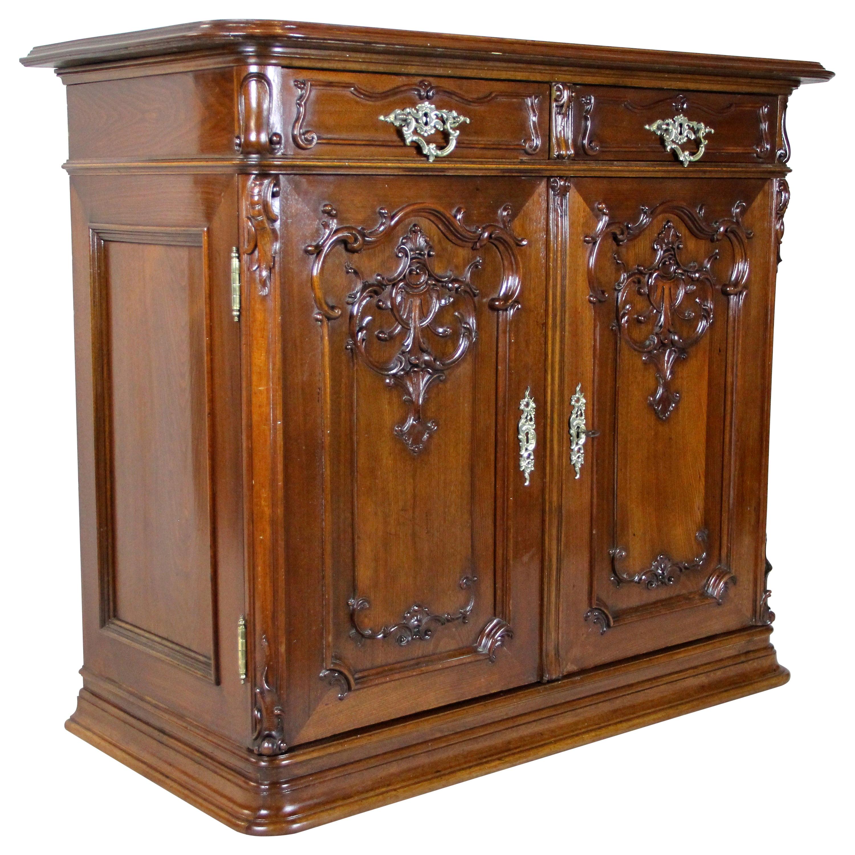 Baroque Revival Commode or Trumeau with Nut Wood Carvings, Austria, circa 1880 For Sale