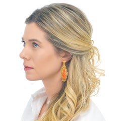 Antique Baroque Revival Coral Cameo Chandelier Earrings