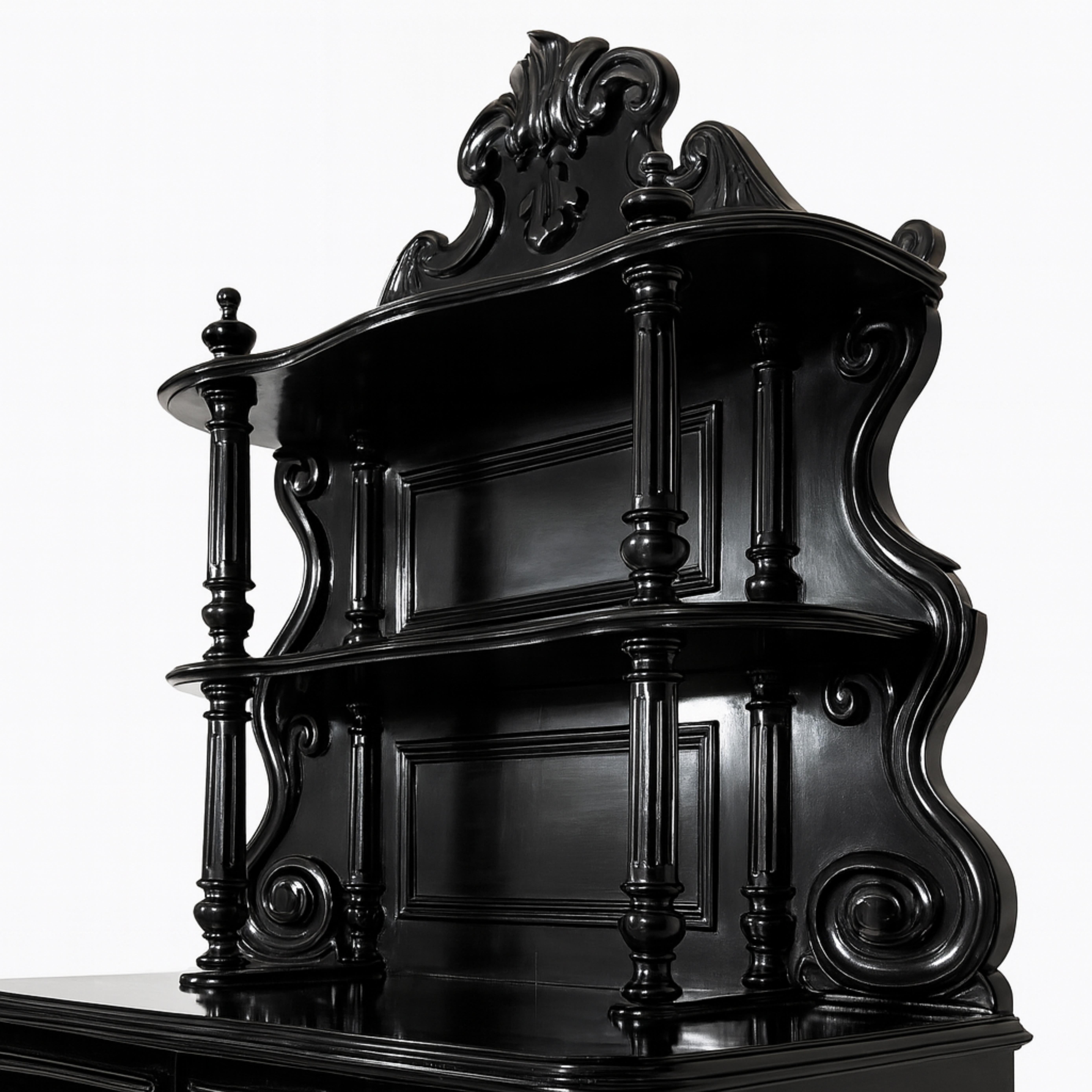 Credenza barocca francese Saint Hubert in lacca nera, XIX secolo in vendita 2