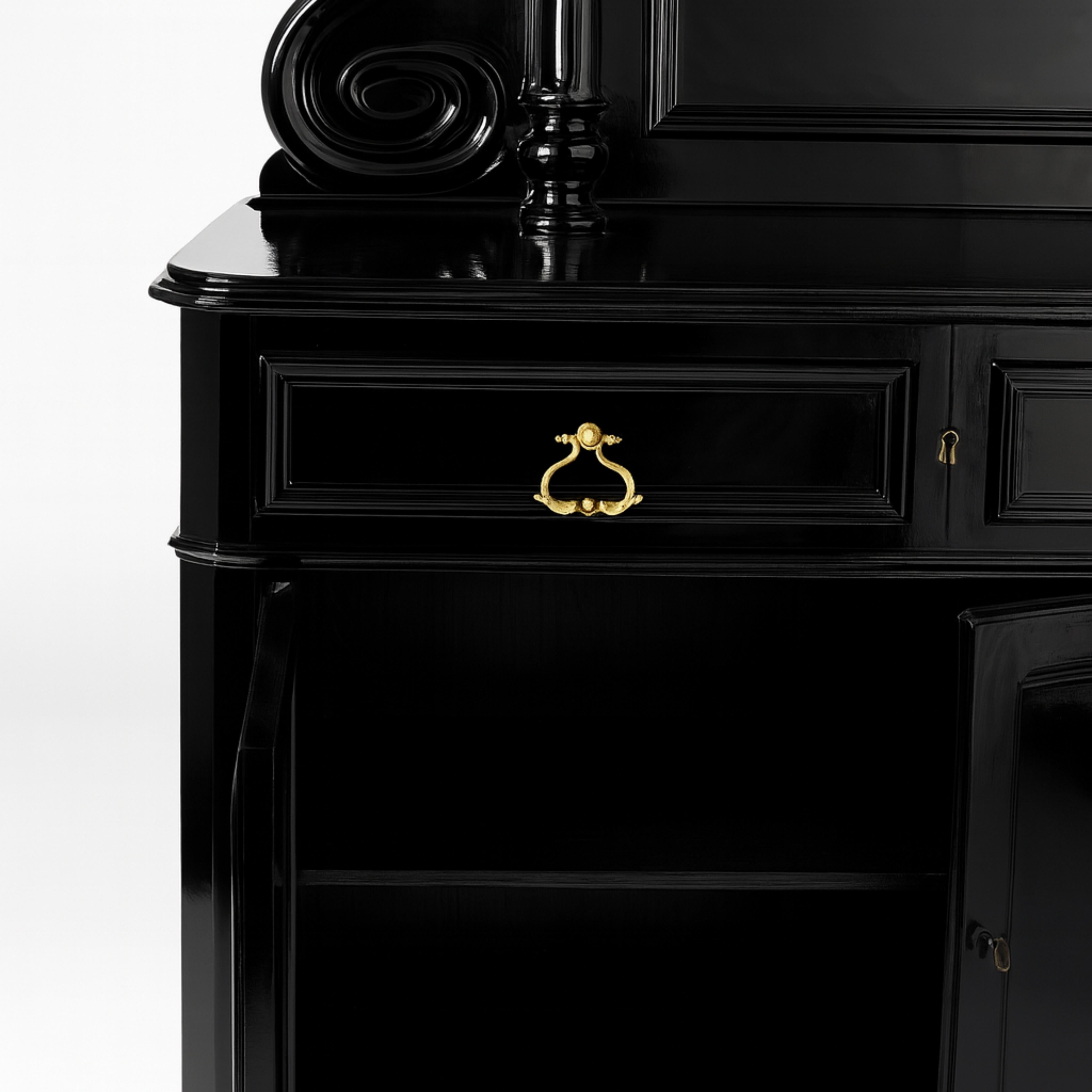 Credenza barocca francese Saint Hubert in lacca nera, XIX secolo in vendita 3