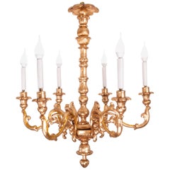 Baroque Revival Gilded Wood Chandelier