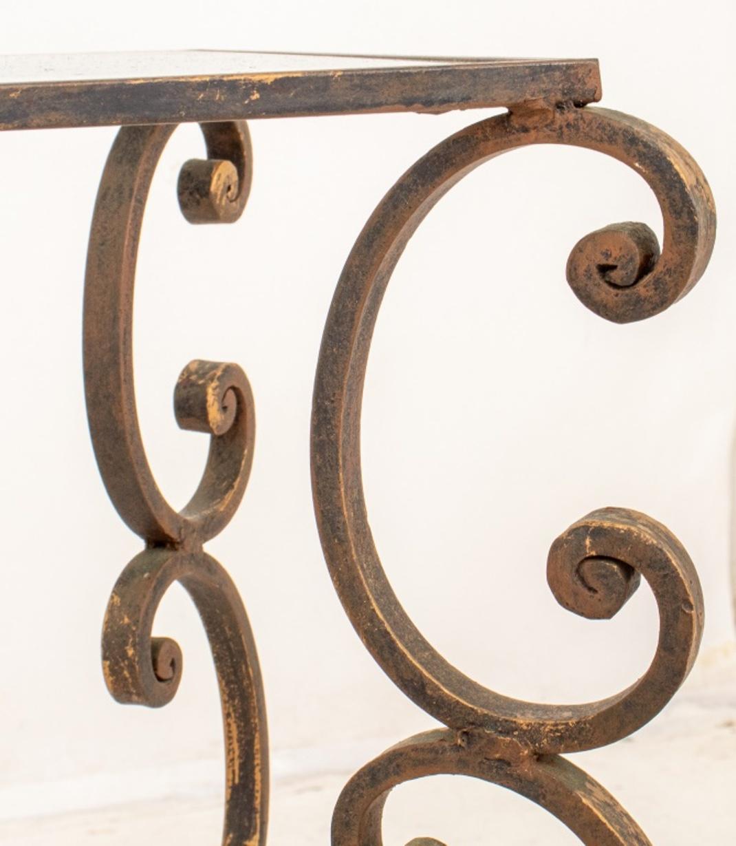 Contemporary Baroque Revival Gilt Wrought Iron End Tables, Pair
