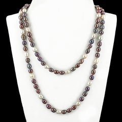 Baroque Revival Long Freshwater Pearl Necklace, 20th Century, 130 cm