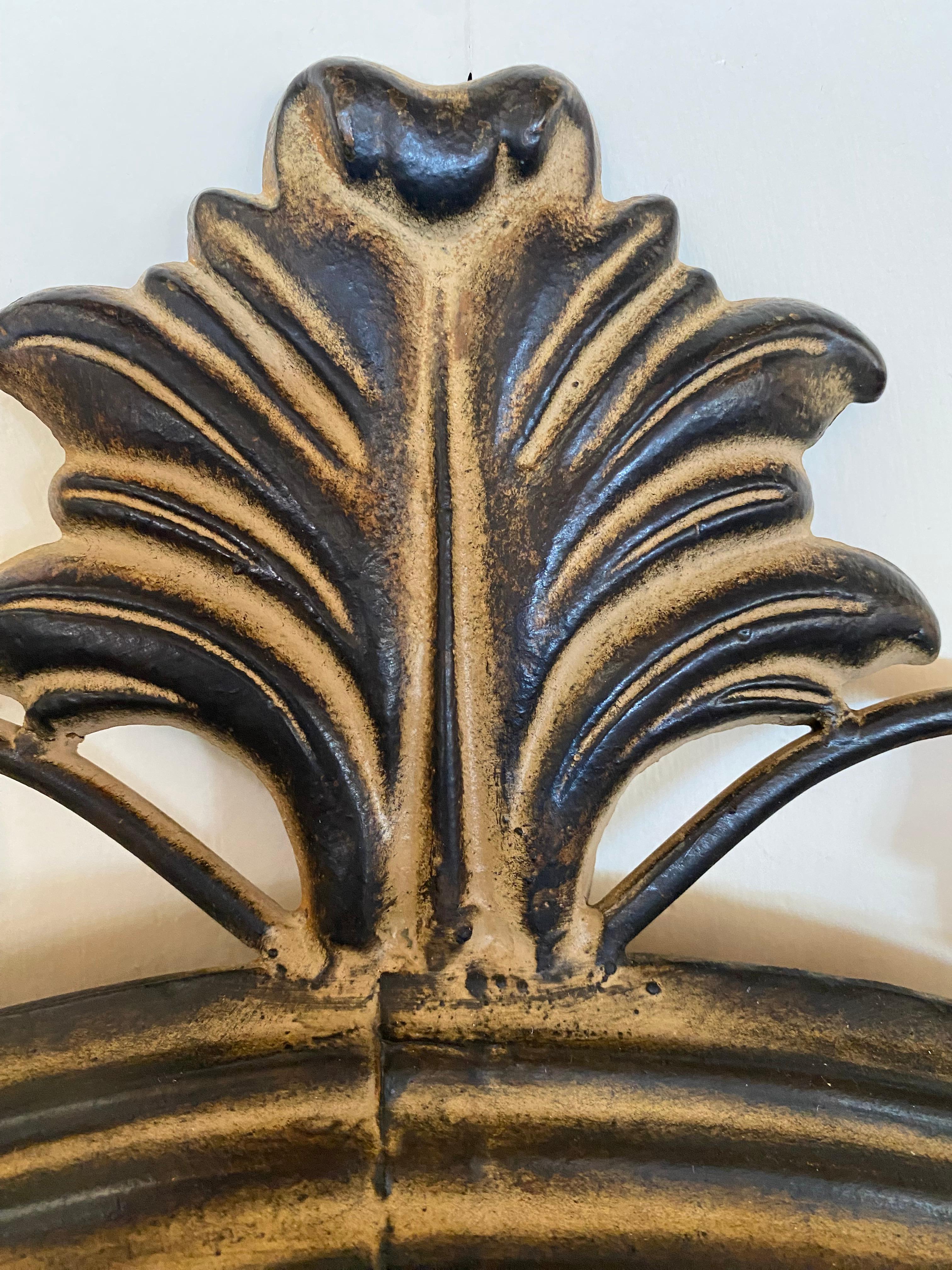 Patinated Baroque Revival Metal Frame Wall Mirror For Sale