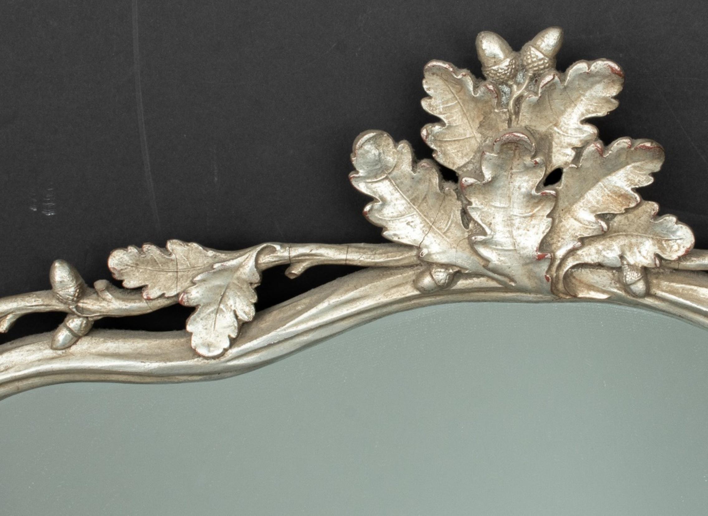 Art Nouveau Baroque Revival Oak & Acorn Silvered Wood Mirror For Sale