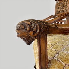 Baroque Revival Pair of Oak Armchairs