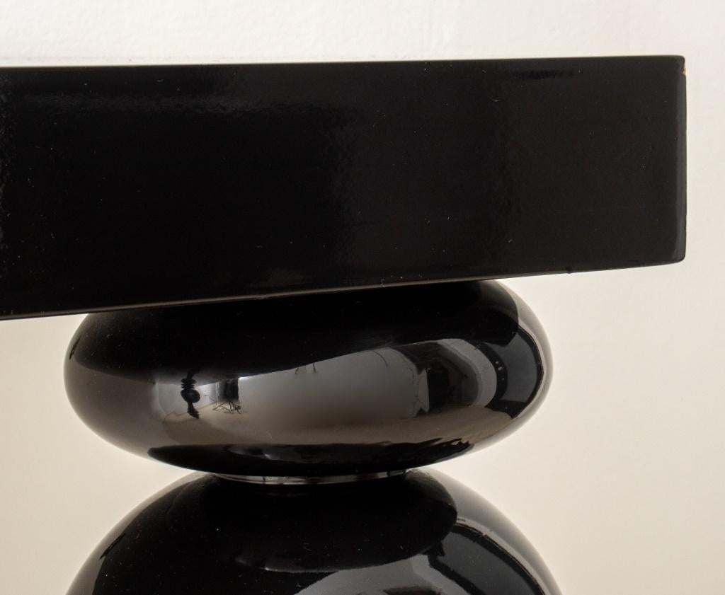 Contemporary Baroque Revival Retro Black Lacquer Console Table For Sale