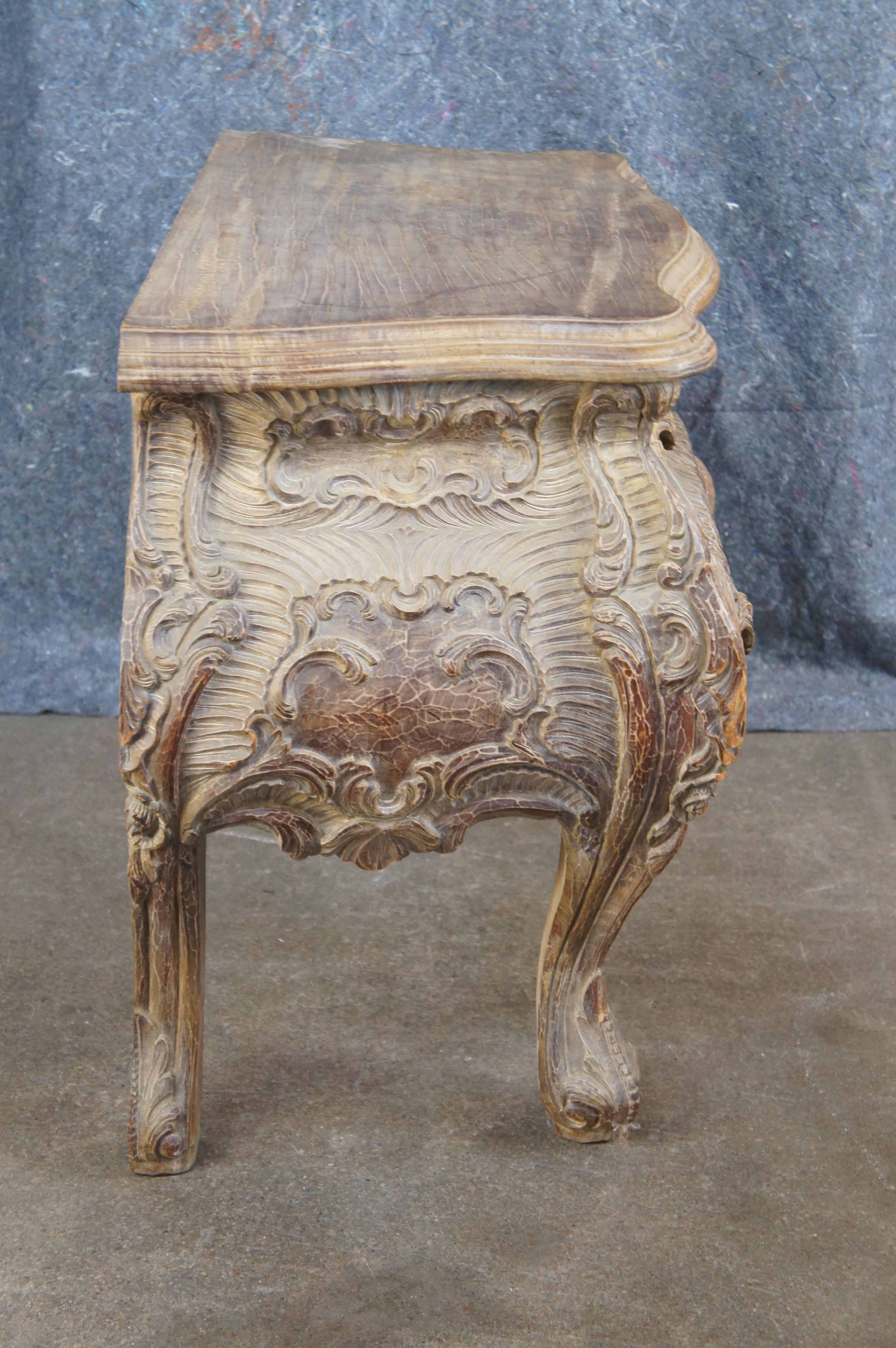Baroque Revival Serpentine Carved Wood Rococo Nightstand Side Table Commode 32