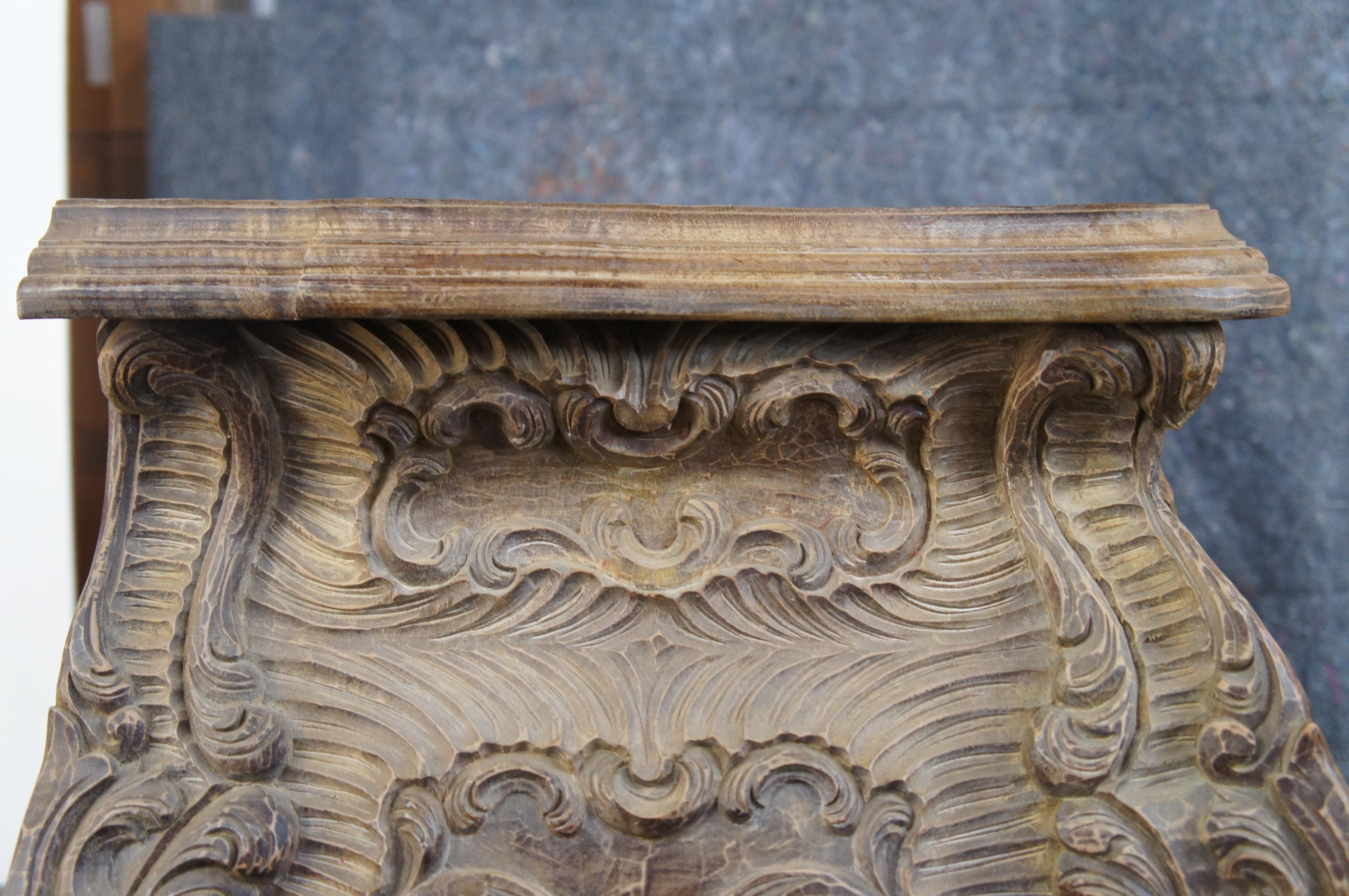 Barock Revival Serpentinen geschnitztes Holz Rokoko Nachttisch Beistelltisch Kommode 32