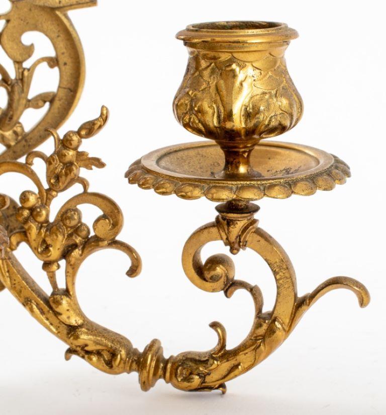 Baroque Revival Style Brass Mirrored Wall Sconce For Sale 1