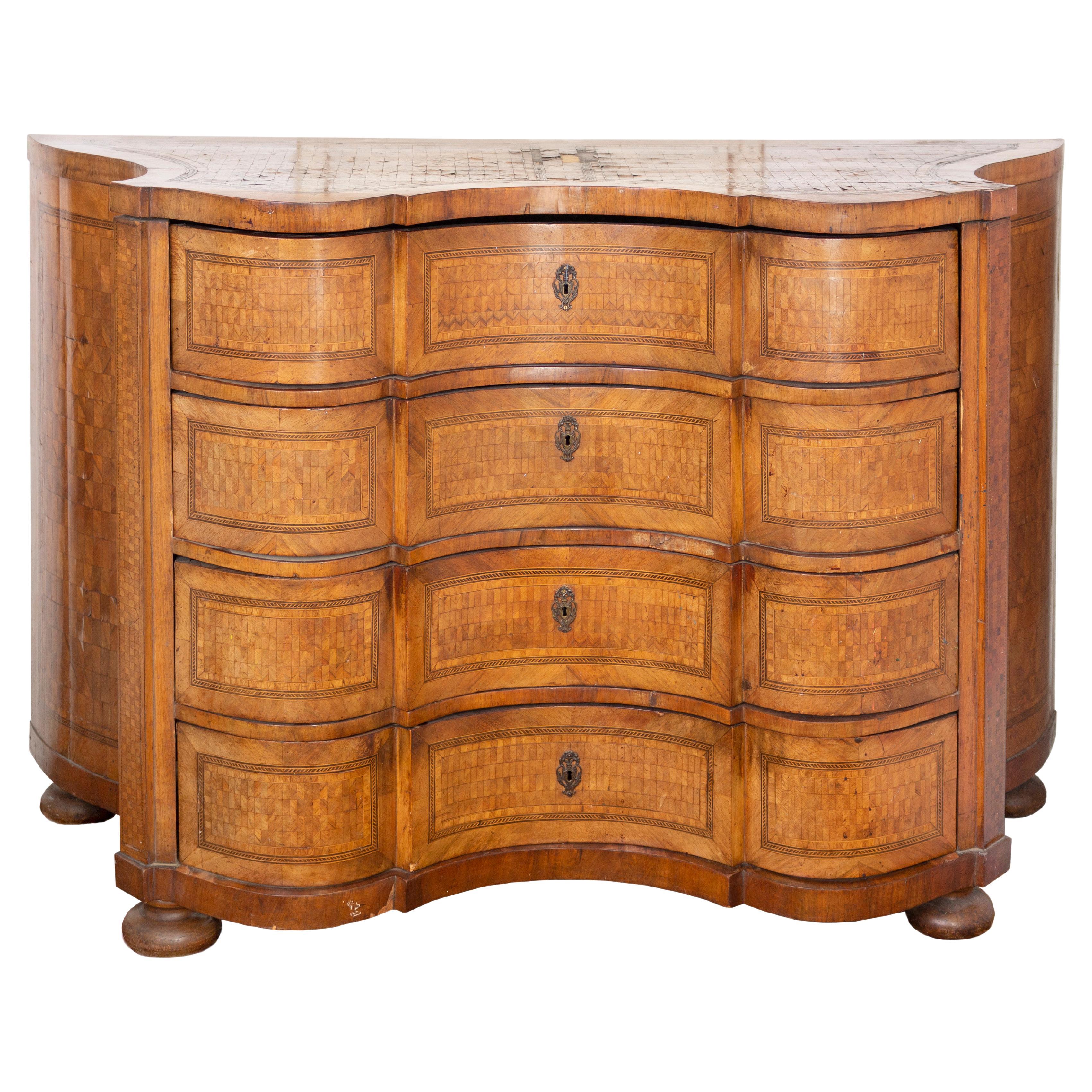 Baroque Revival Style Commode with Inlay, ca. 1900 For Sale