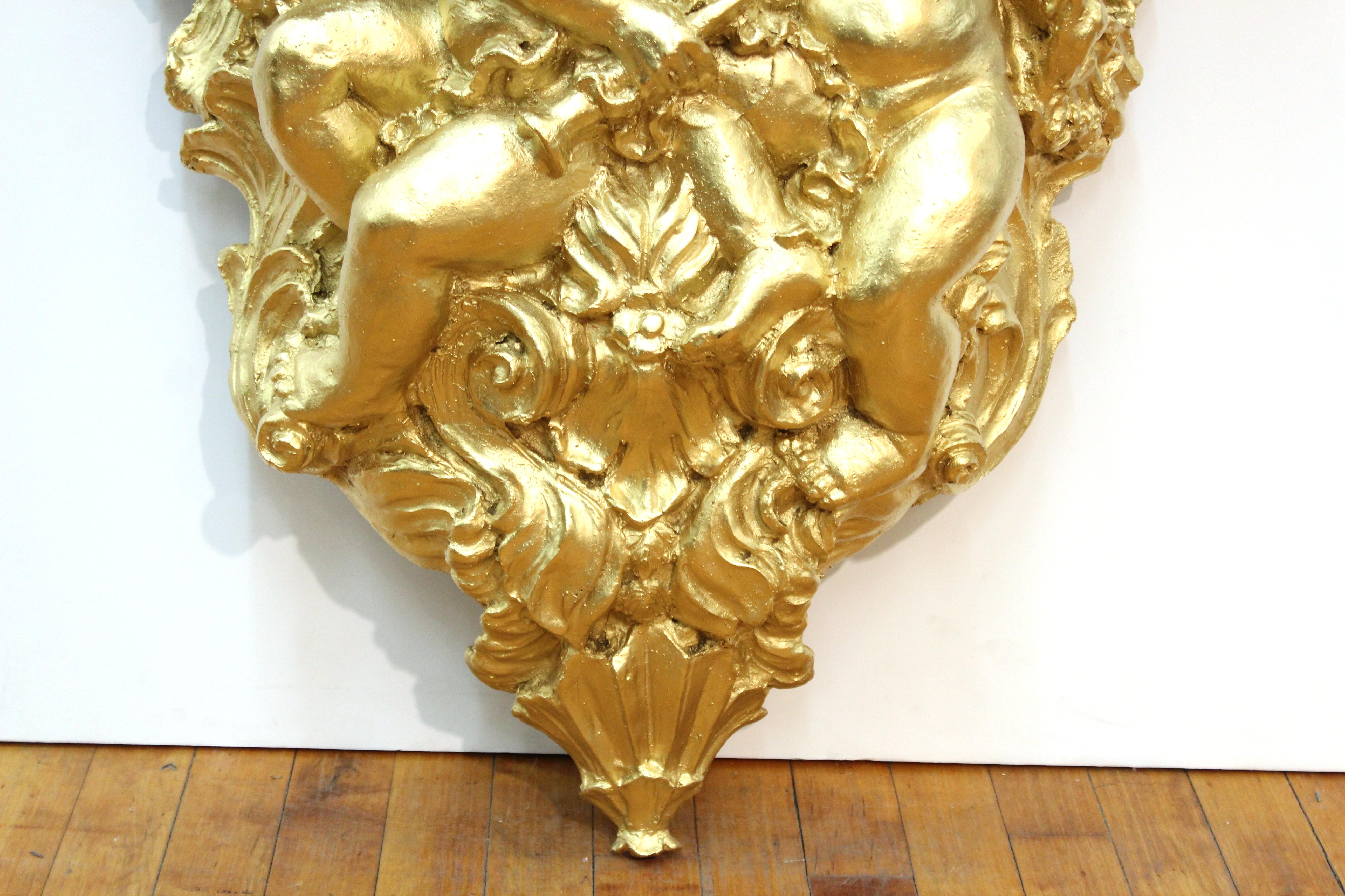 20th Century Baroque Revival Style Gilt Wall Bracket with Putti For Sale