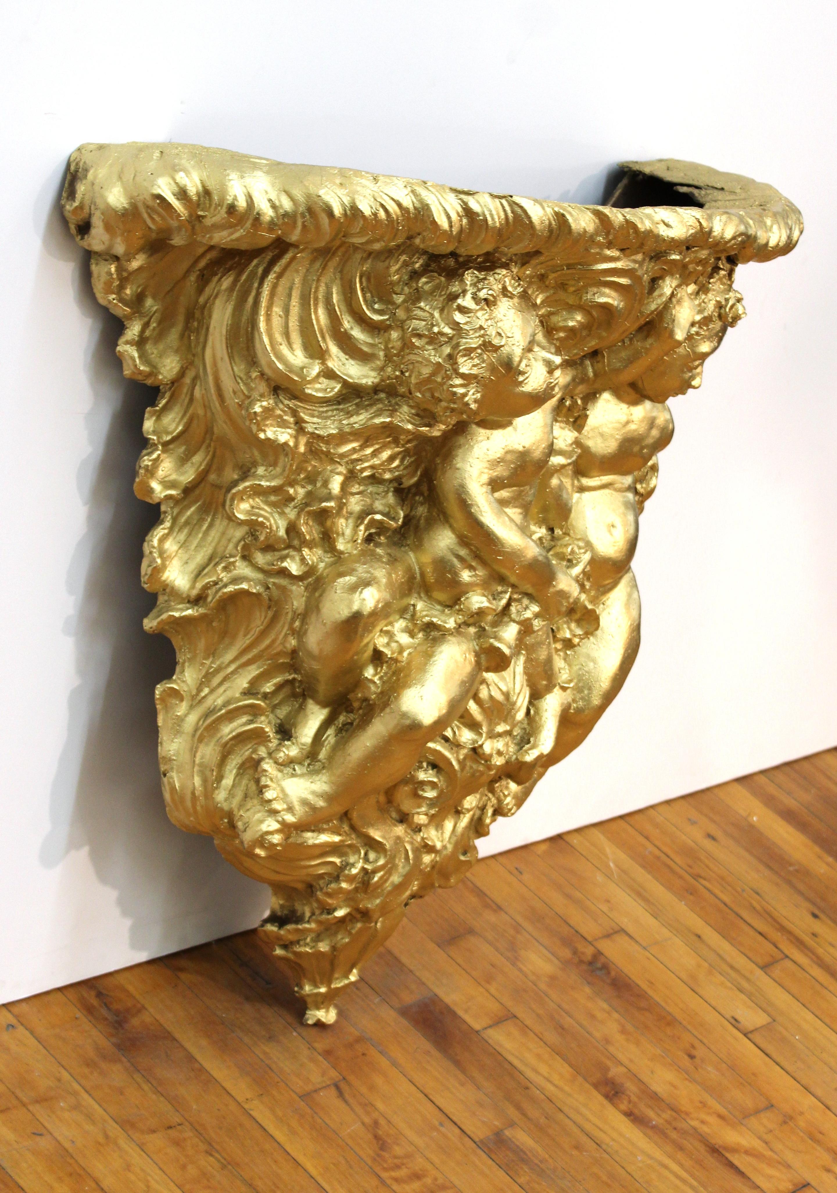 Baroque Revival Style Gilt Wall Bracket with Putti For Sale 1