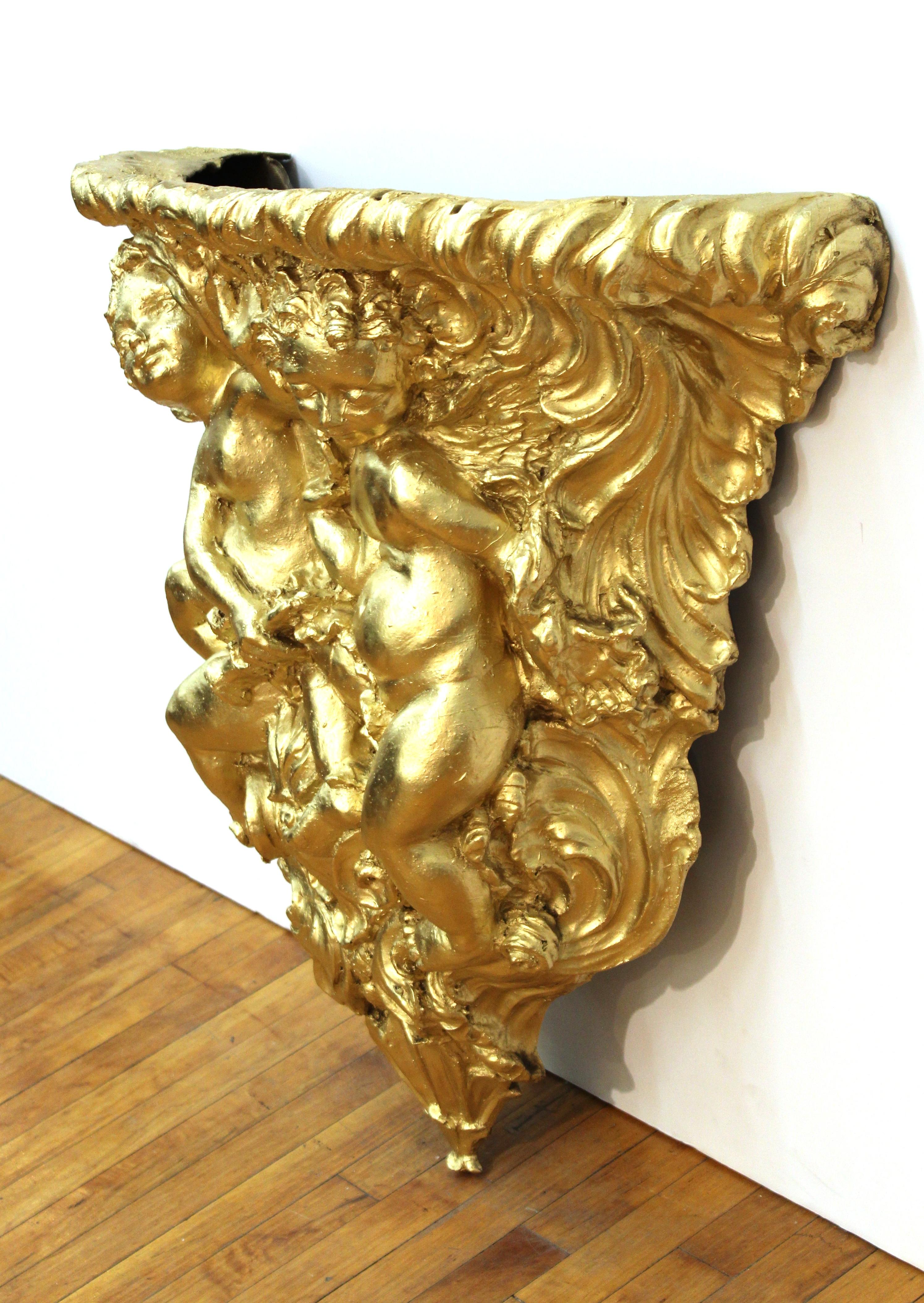 Baroque Revival Style Gilt Wall Bracket with Putti For Sale 2