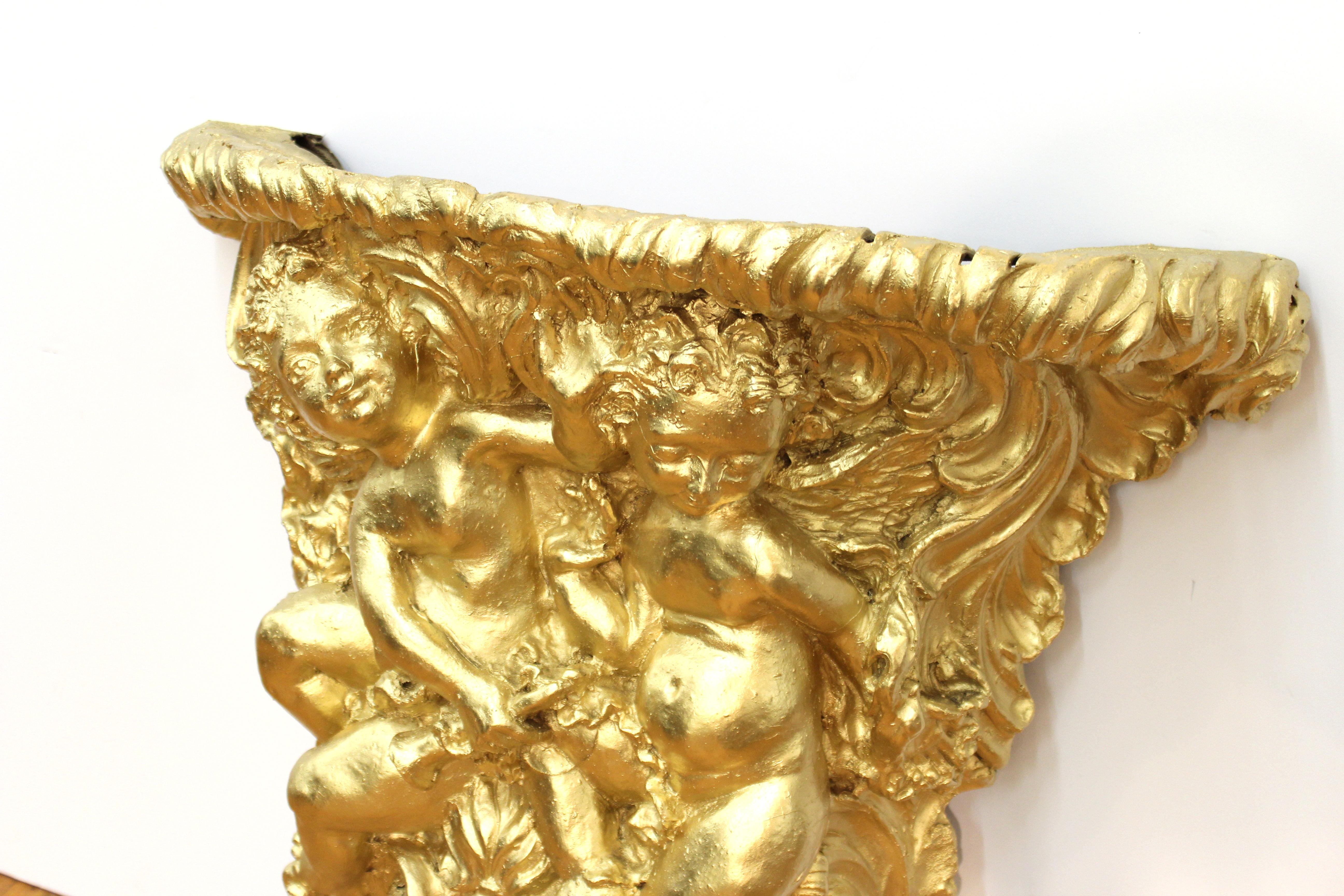Baroque Revival Style Gilt Wall Bracket with Putti For Sale 3