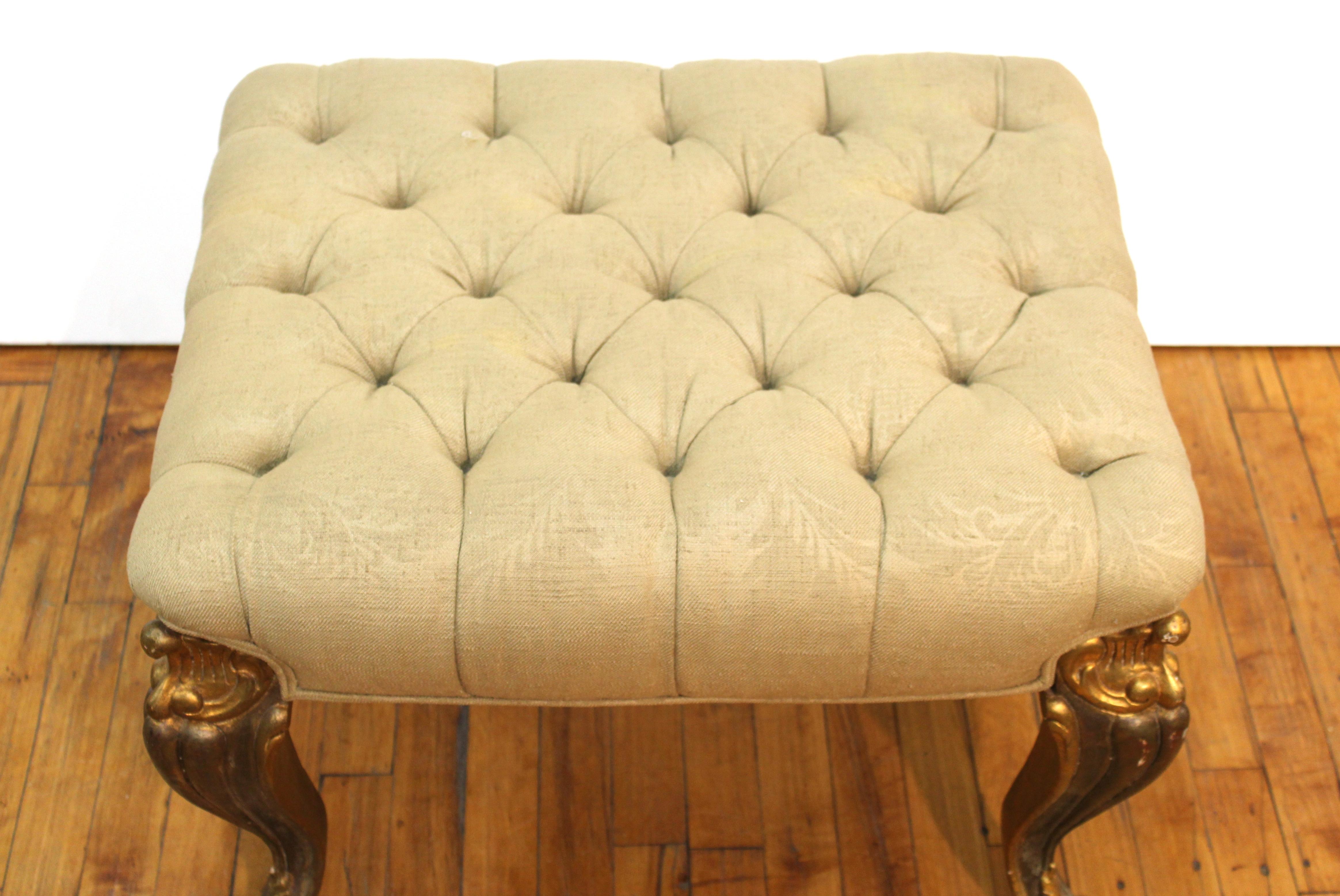 Baroque Revival Style Giltwood Ottoman In Good Condition In New York, NY