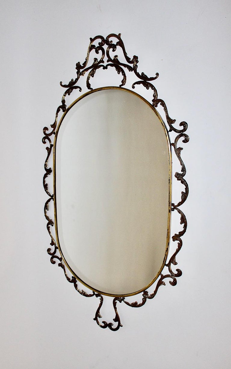 SPECCHIO OVALE METALLO 52X118 CM ORO ANTICATO - PuntoUno