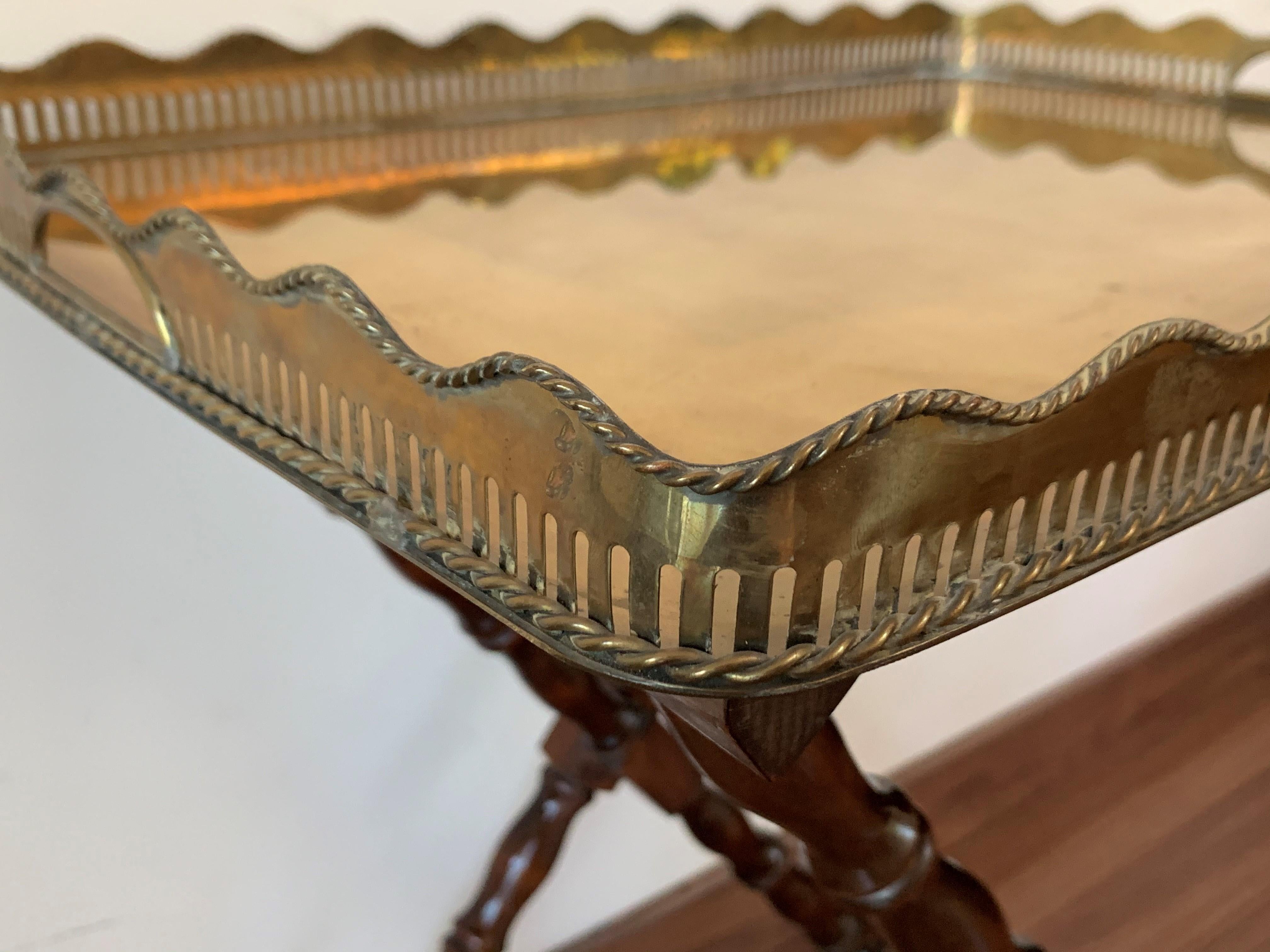 Baroque Revival Table with Removable Brass Tray, France, circa 1940 6