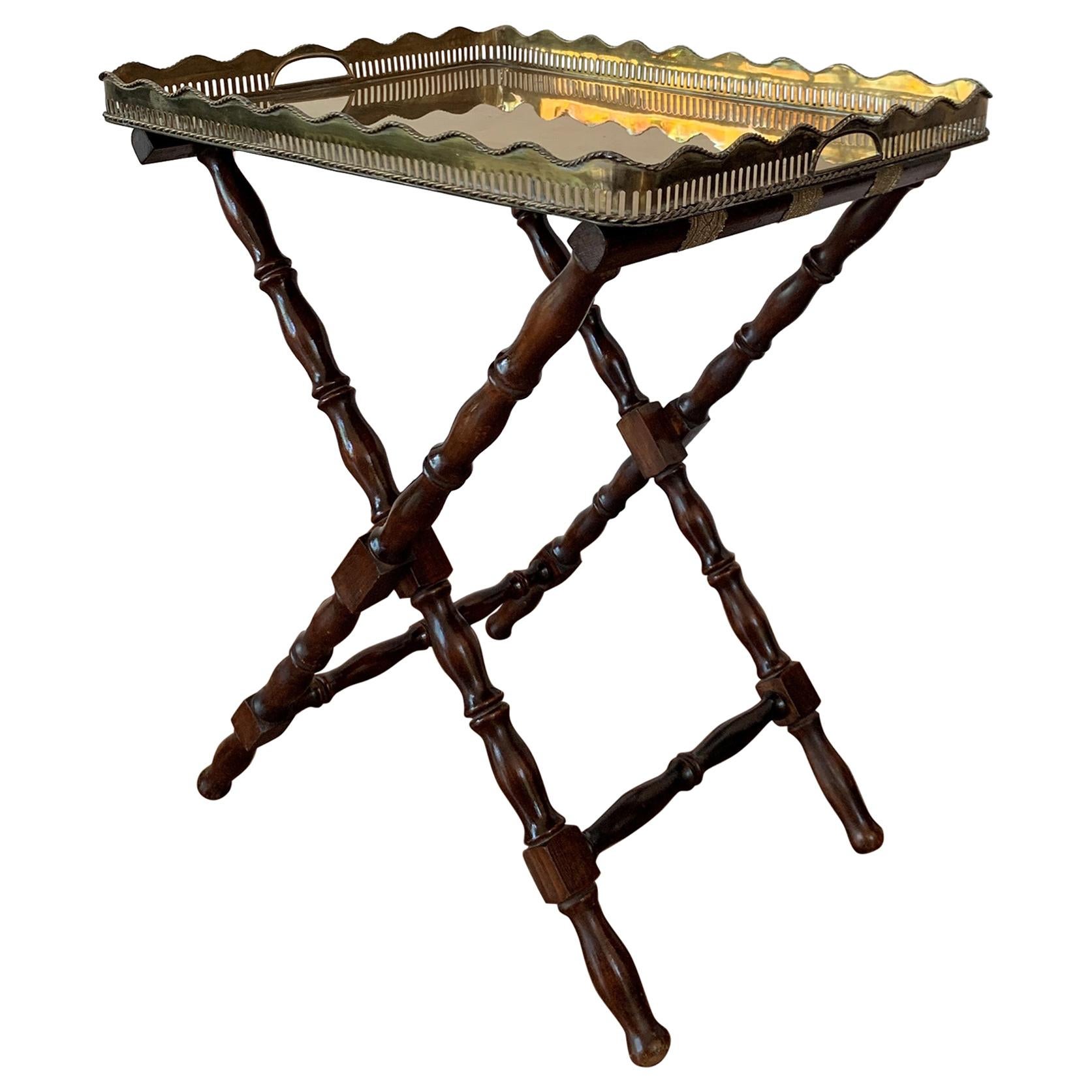 Baroque Revival Table with Removable Brass Tray, France, circa 1940
