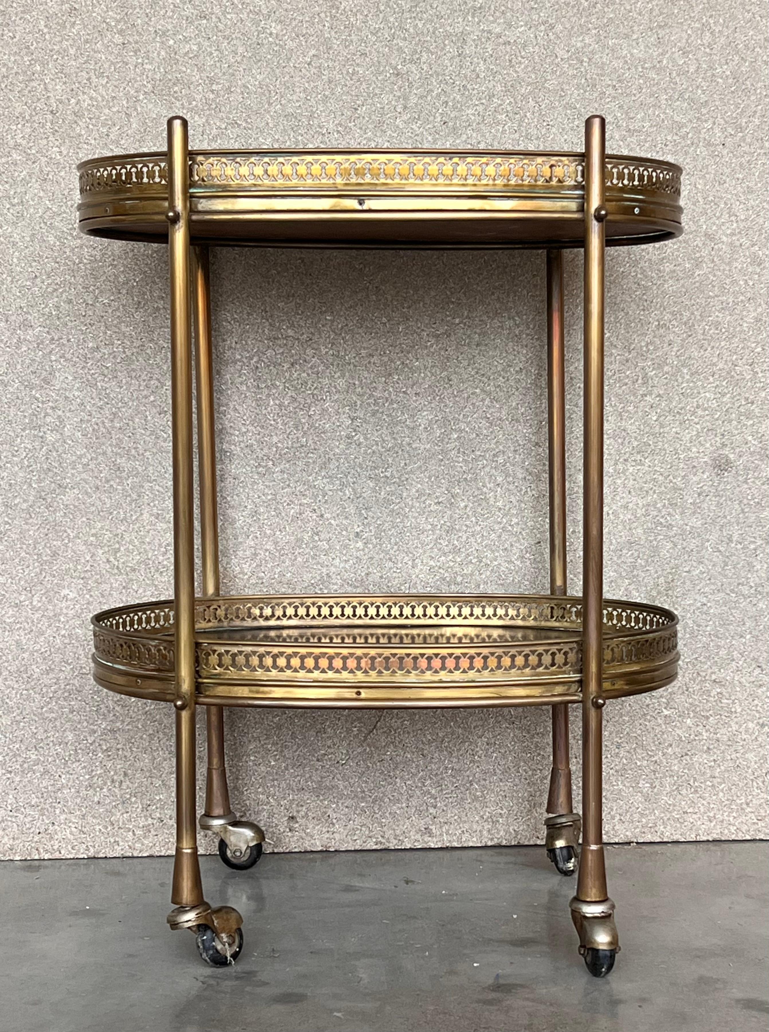 French Baroque Revival Table with Two Removable Brass Trays, France, circa 1940 For Sale