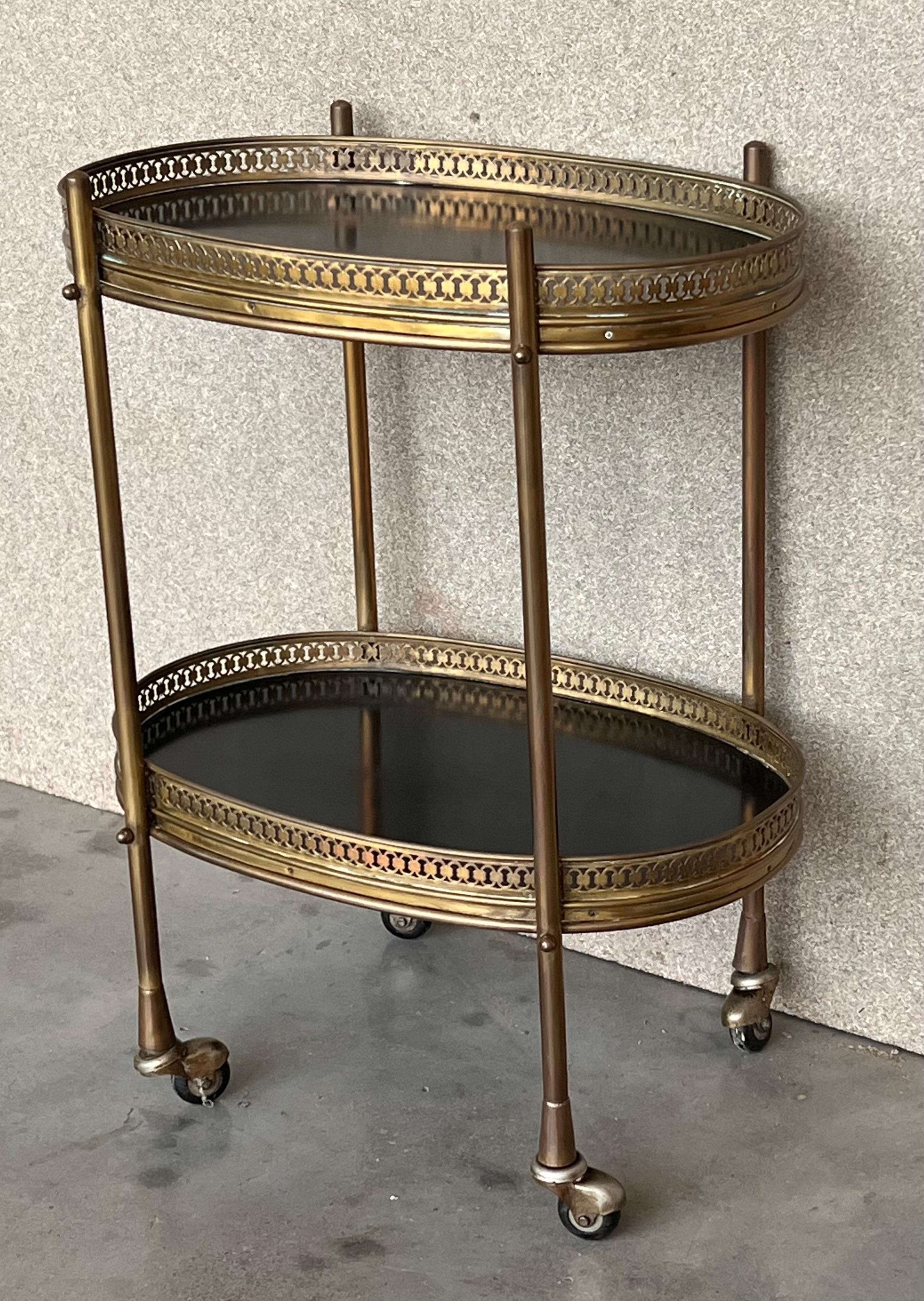 Baroque Revival Table with Two Removable Brass Trays, France, circa 1940 In Good Condition In Miami, FL