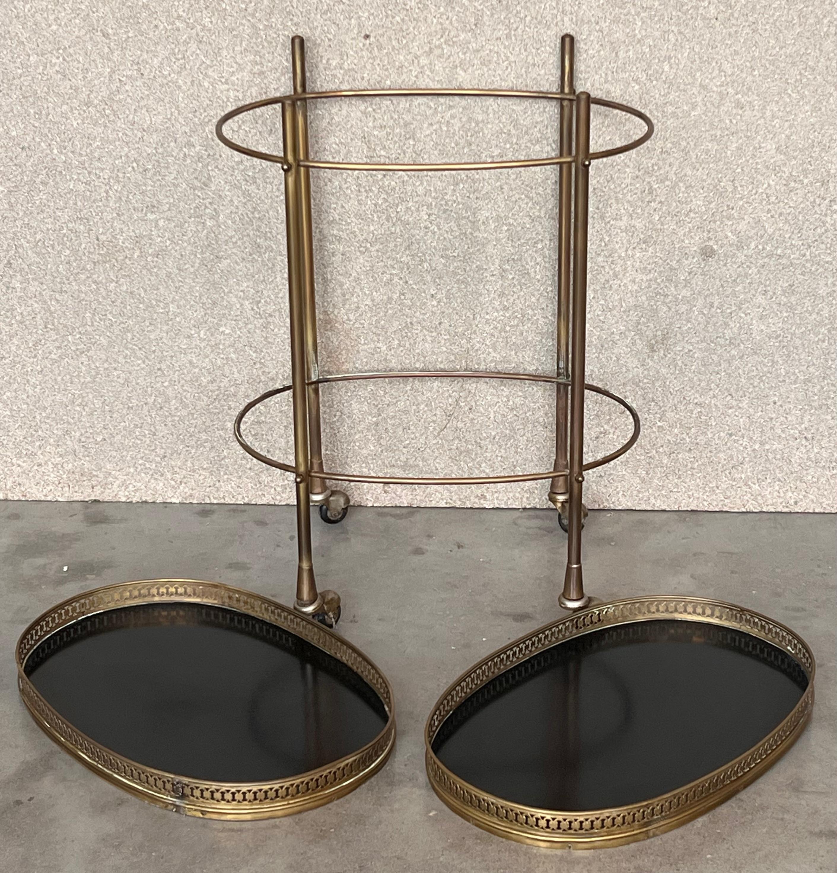 20th Century Baroque Revival Table with Two Removable Brass Trays, France, circa 1940 For Sale