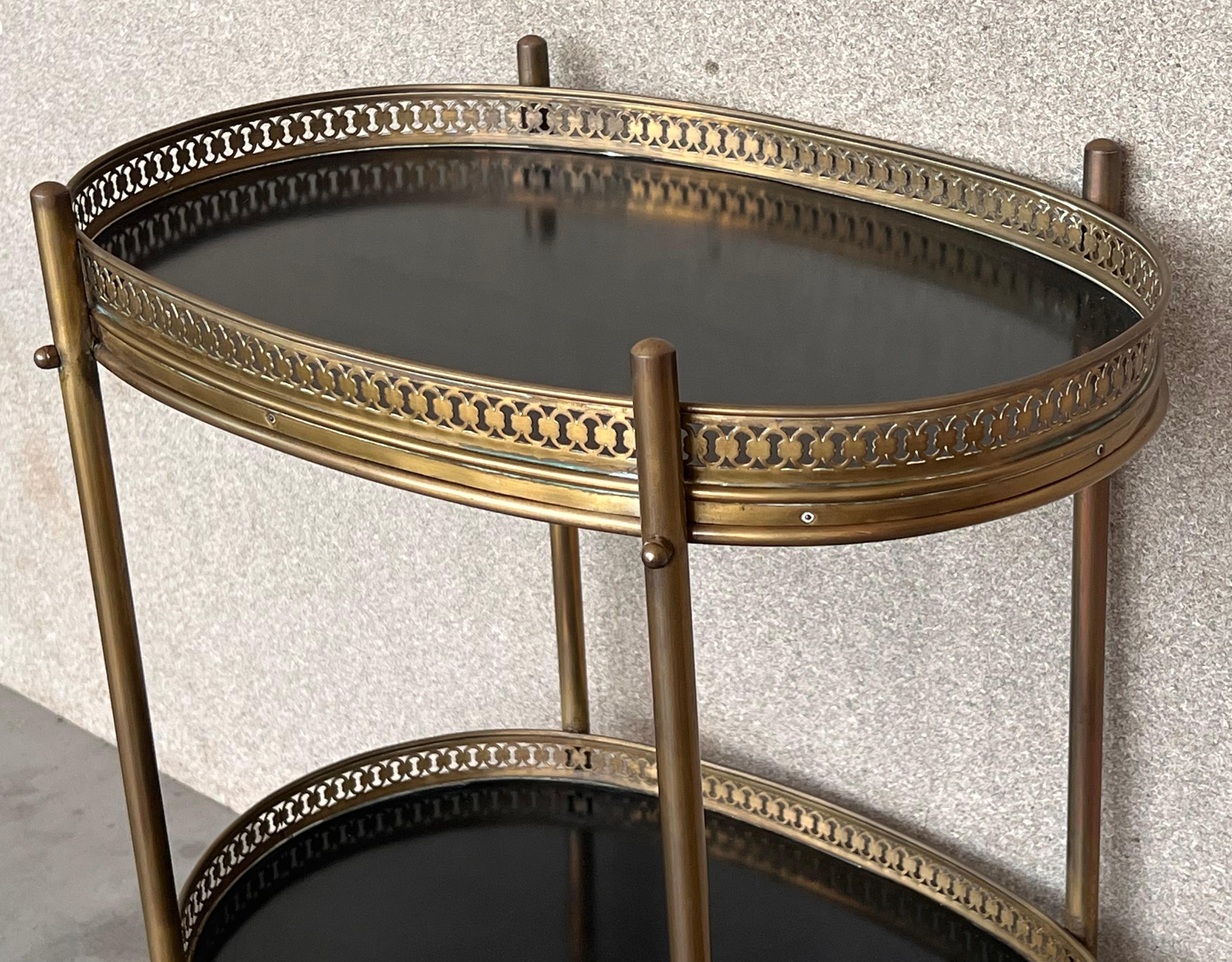 Baroque Revival Table with Two Removable Brass Trays, France, circa 1940 For Sale 1