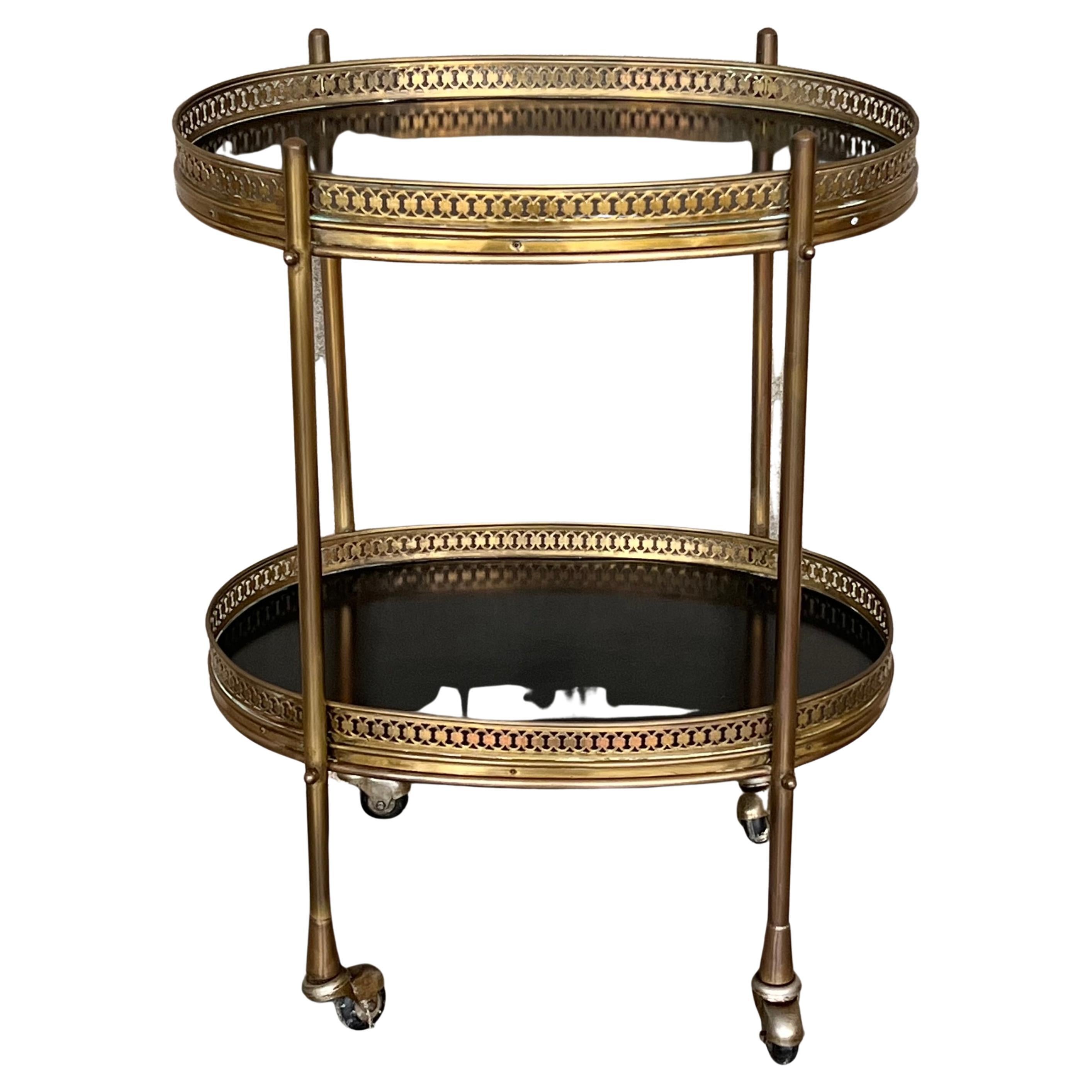 Baroque Revival Table with Two Removable Brass Trays, France, circa 1940 For Sale