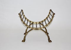 Baroque Revival Vintage Brass Iron Firewood Rack Firewood Cradle France, c 1890