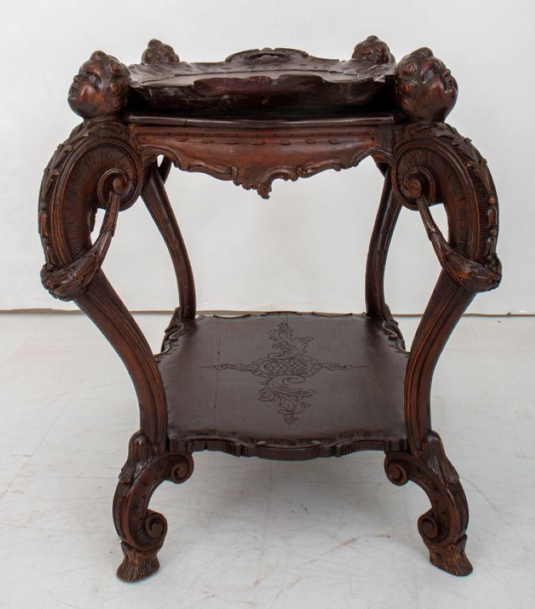 Baroque Revival Walnut 2-Tiered Serving Table For Sale 5