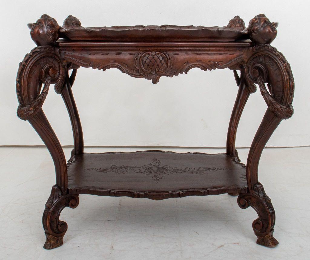 Baroque Revival Walnut 2-Tiered Serving Table For Sale 7