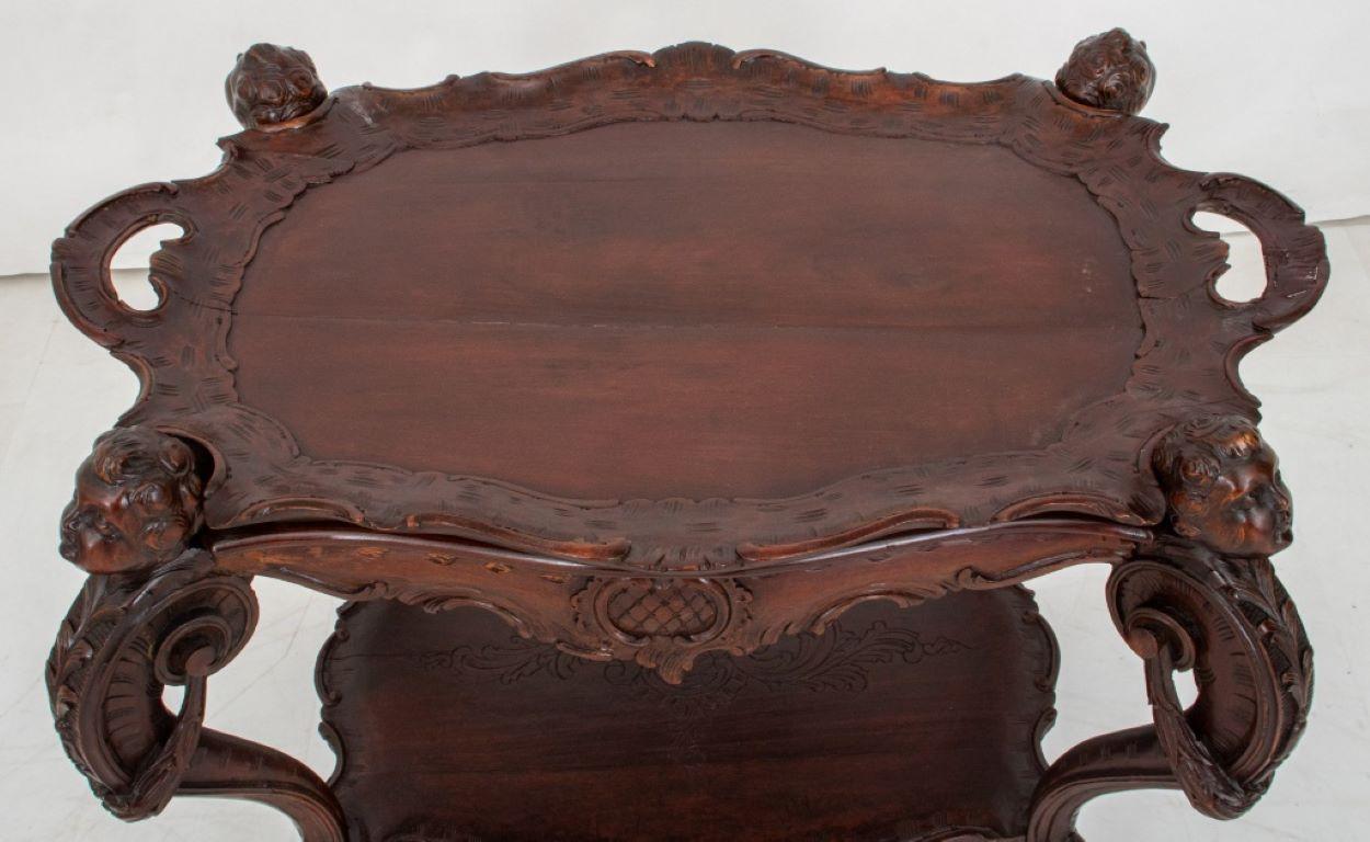 Unknown Baroque Revival Walnut 2-Tiered Serving Table For Sale