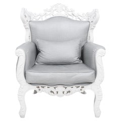 Barocker Sessel aus weißer Alligatorlederimitat