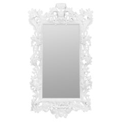 Baroque Revival White Lacquered Full Length Mirror