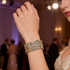 Baroque Blue Sapphire, Emerald & Diamond Bracelet in 18K Gold, India