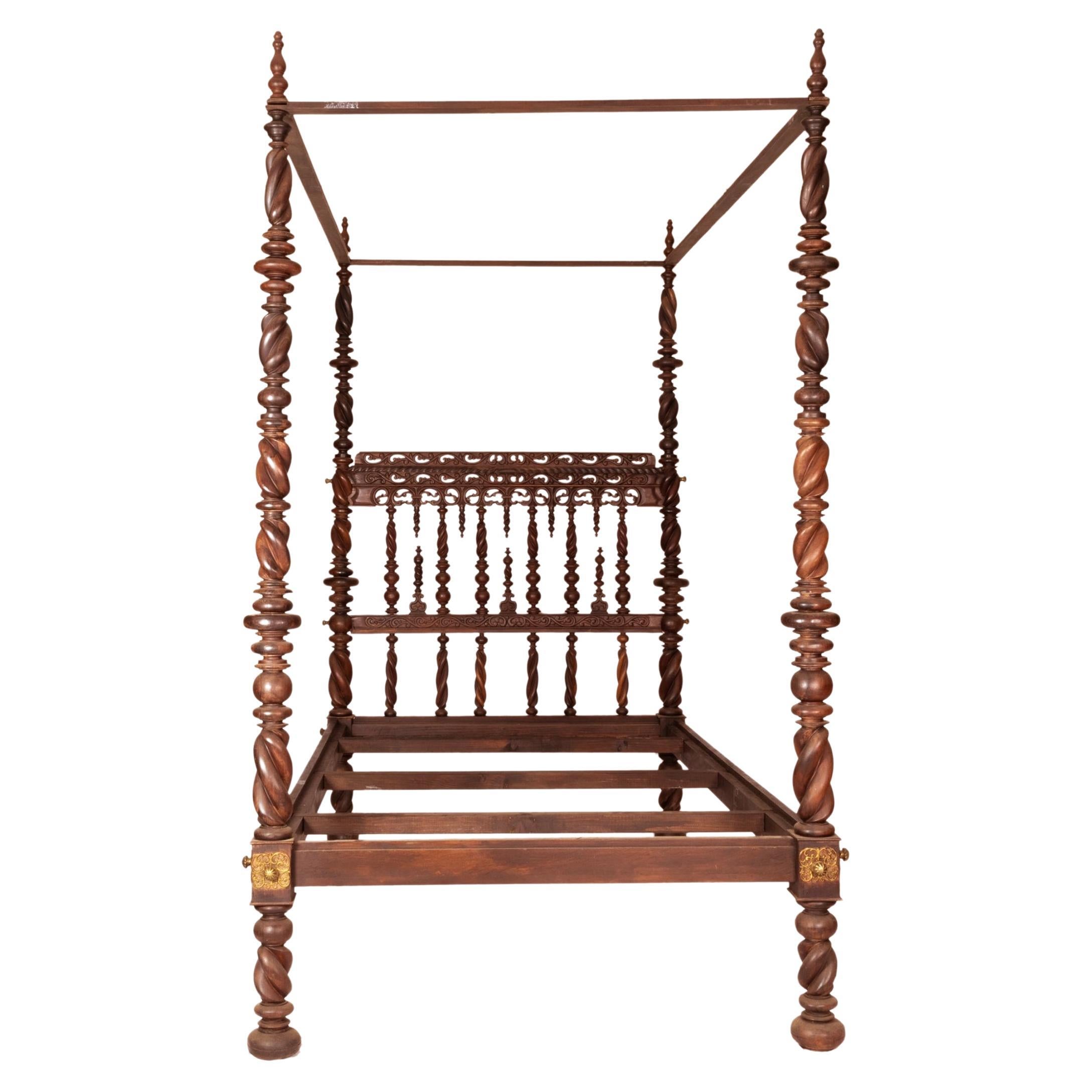 Portuguese Baroque Canopy Bed, 17th Century For Sale