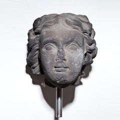 Baroque Sandstone Fragment of a Head, German, 18th Century