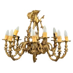 Baroque, Scroll Form Chandelier, Dore Bronze, France, 19th/20th Century