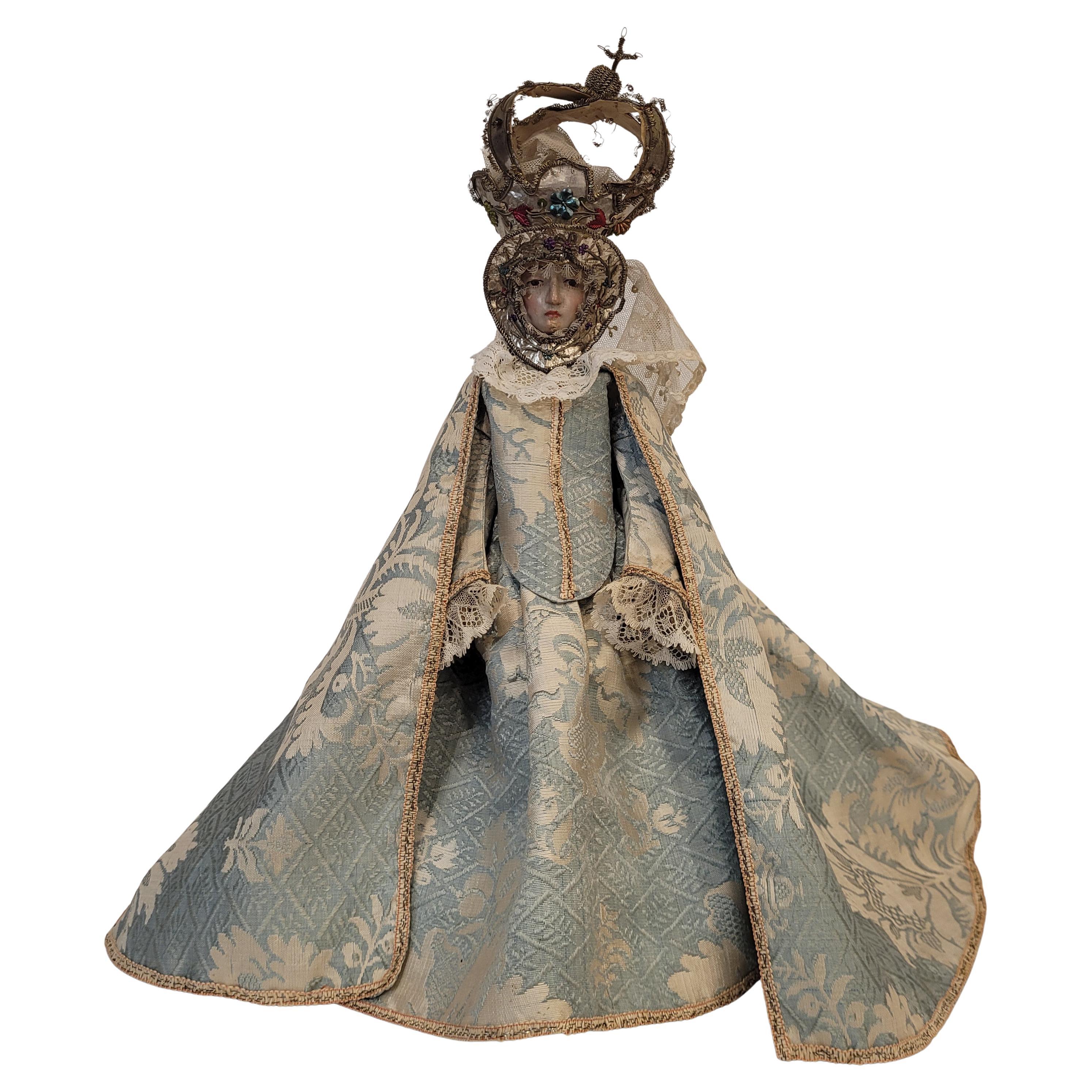 Sculpture baroque Image habillée Vierge Marie couronnée, Vierge Reine Spain