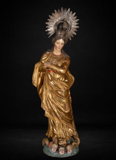 Baroque sculpture in polychrome and gilded wood of the Immaculate Virgin, Spain
