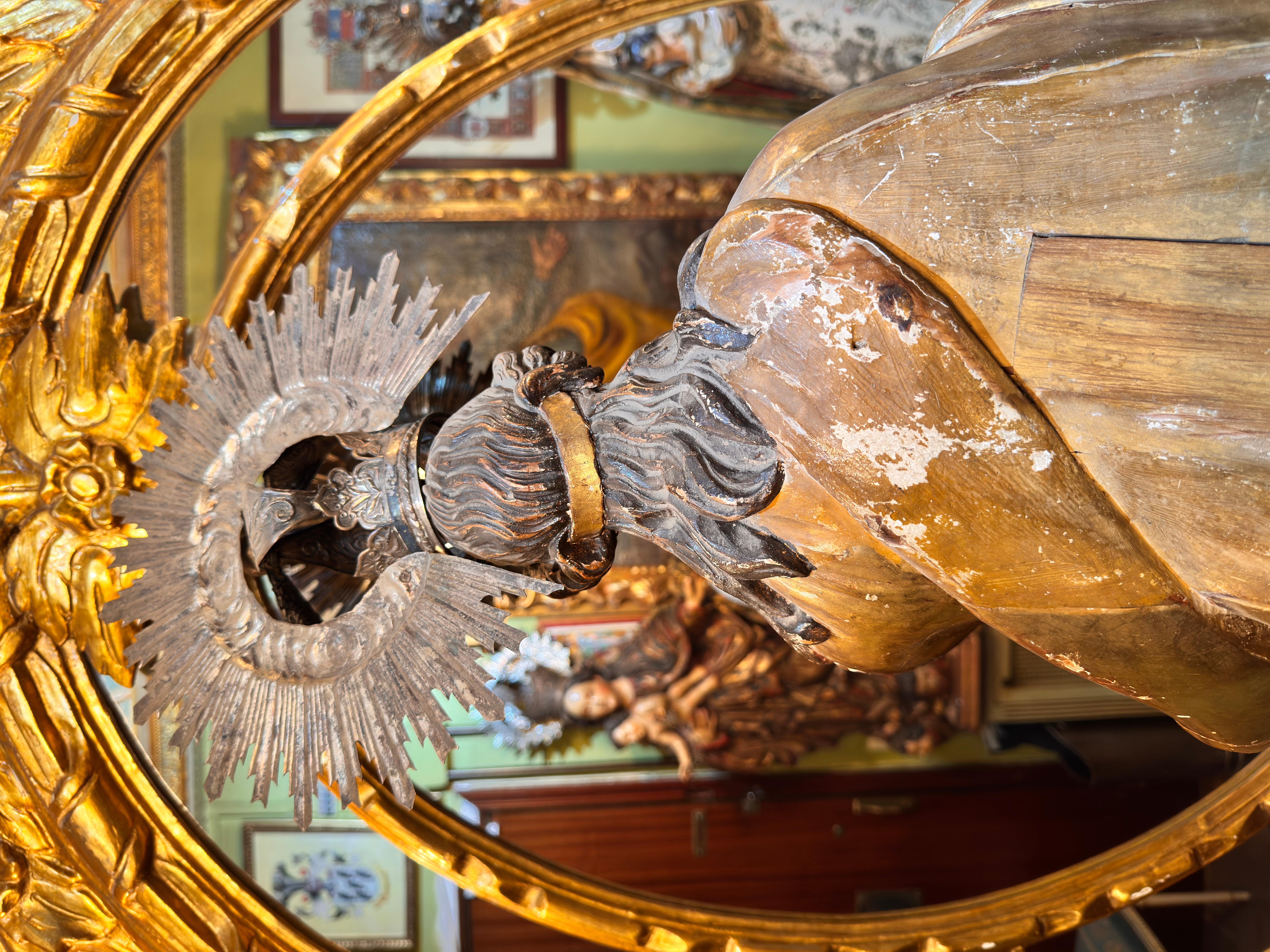 Barocke Skulptur aus polychromem und vergoldetem Holz der Unbefleckten Jungfrau, Spanien im Zustand „Gut“ im Angebot in Madrid, ES