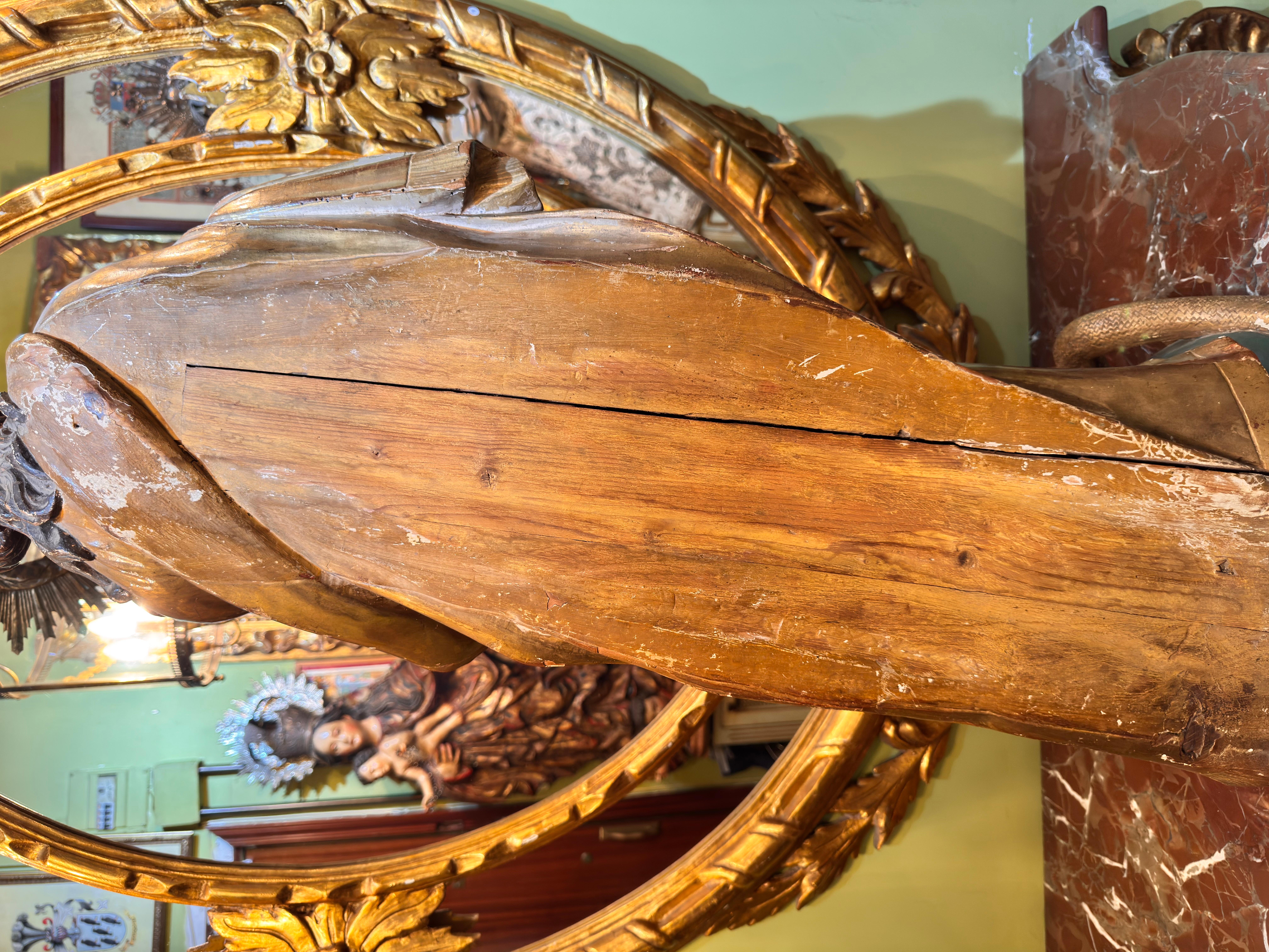 Barocke Skulptur aus polychromem und vergoldetem Holz der Unbefleckten Jungfrau, Spanien (18. Jahrhundert und früher) im Angebot